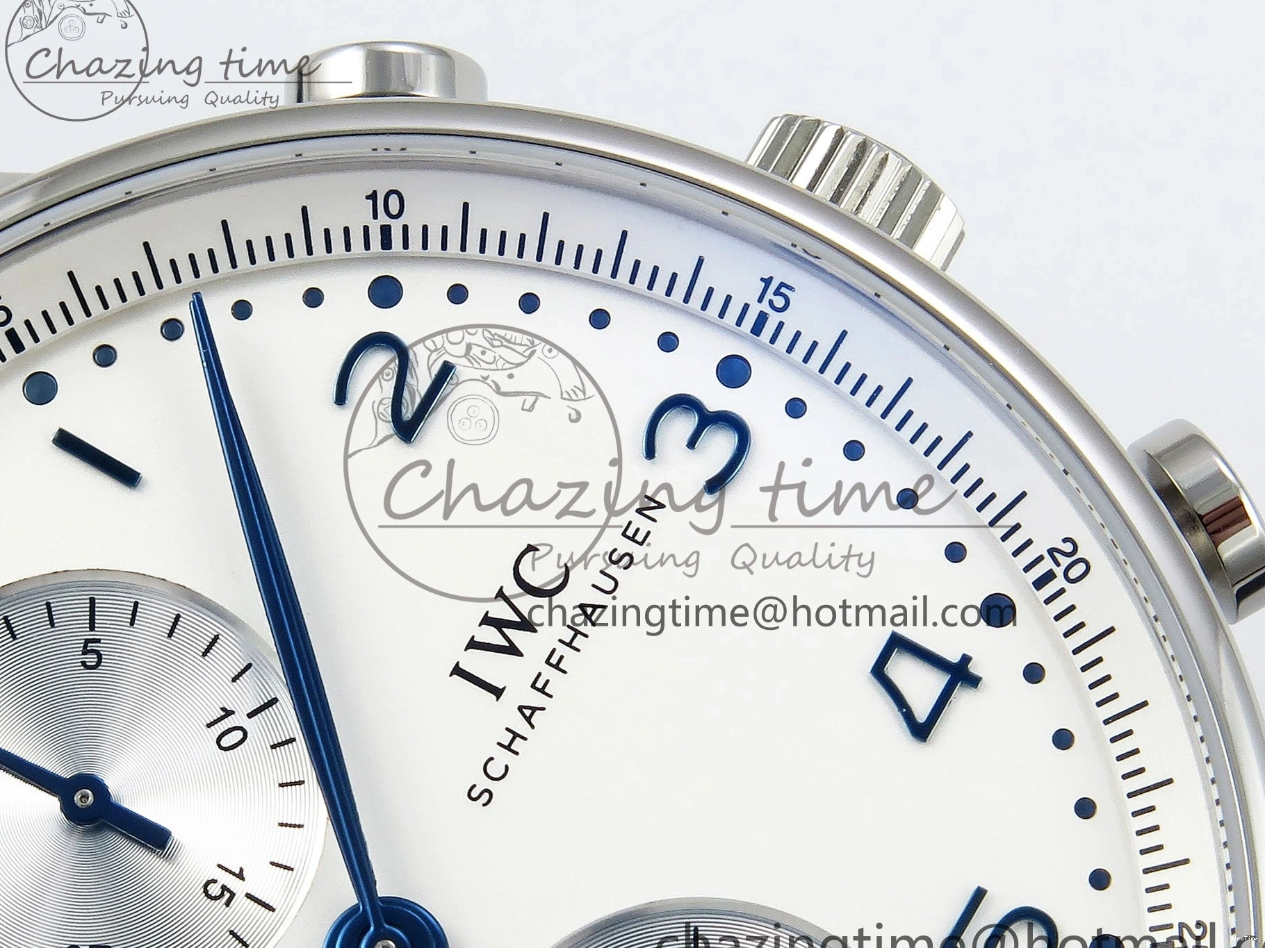 MIROTIME 0422 Casual Portuguese Chrono IW3716 Z+F 1:1 Best Edition White Dial on Blue Rubber Strap A 7016